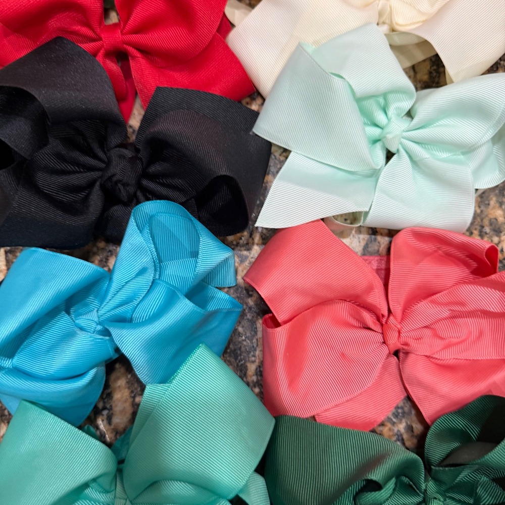 Kids 6" Hair Bows Set Multi Color Grosgrain Ribbon Bands for Girls Toddlers - Picture 3 of 5